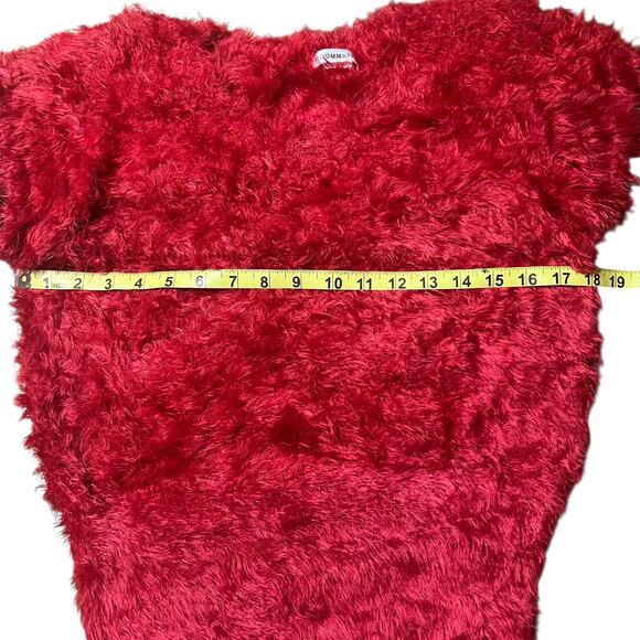 Y2k Roommates Red Shaggy Knit Cropped Layered Top Size Large - Picture 4 of 5